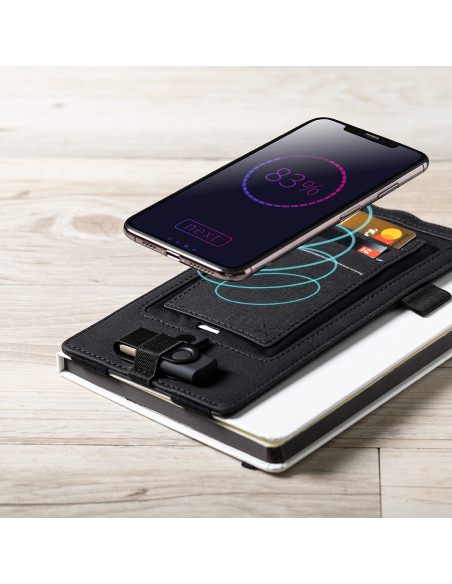 Organizador cargador inalámbrico personalizado en Polipiel.