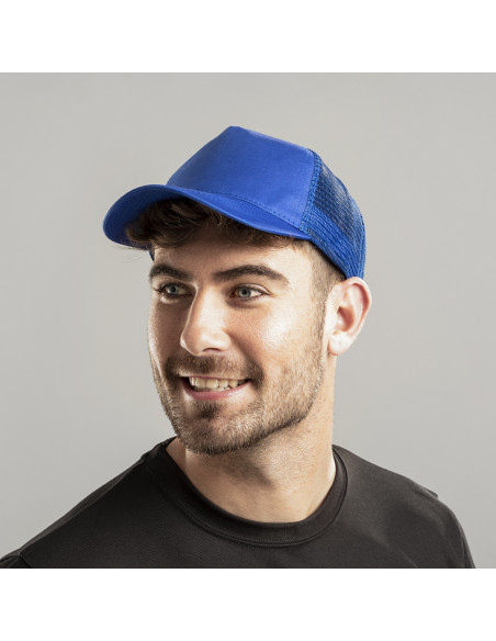 Gorra Personalizada 5 paneles en poliéster con tela de rejilla