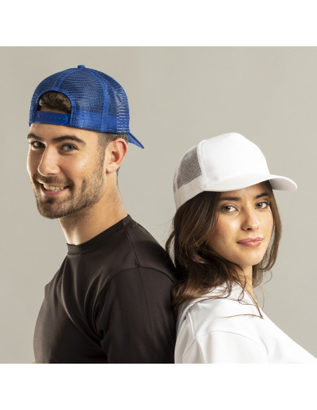 Gorra Personalizada 5 paneles en poliéster con tela de rejilla