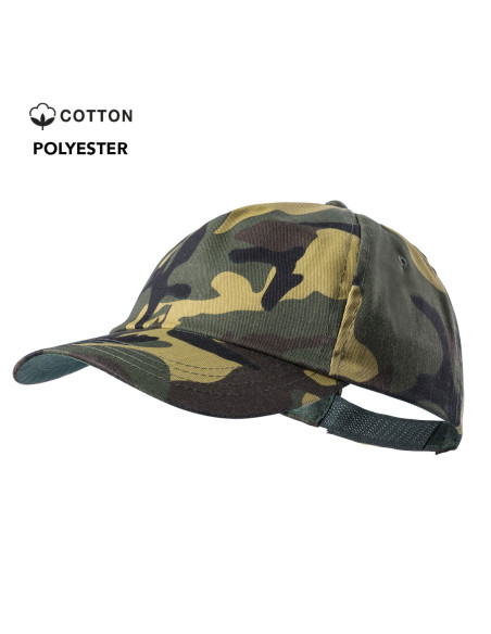 Gorra Personalizada 5 paneles, 100% algodón camuflaje.