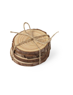 Set posavasos personalizados, madera de pino natural. 2