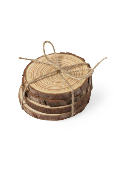 Set posavasos personalizados, madera de pino natural.