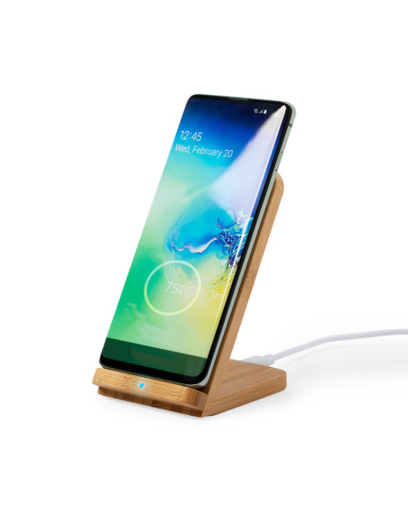 Cargador personalizado inalámbrico Ecológico en Bambú