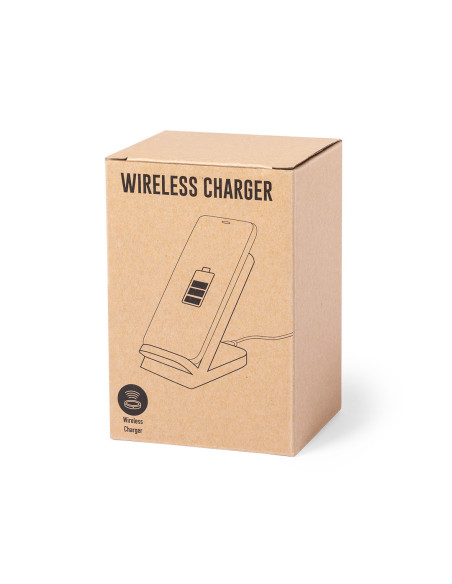 Cargador personalizado inalámbrico Ecológico en Bambú