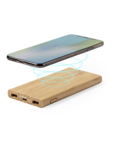 Power bank ECO personalizado en Bambú 6000 mAh, inalámbrico. 2