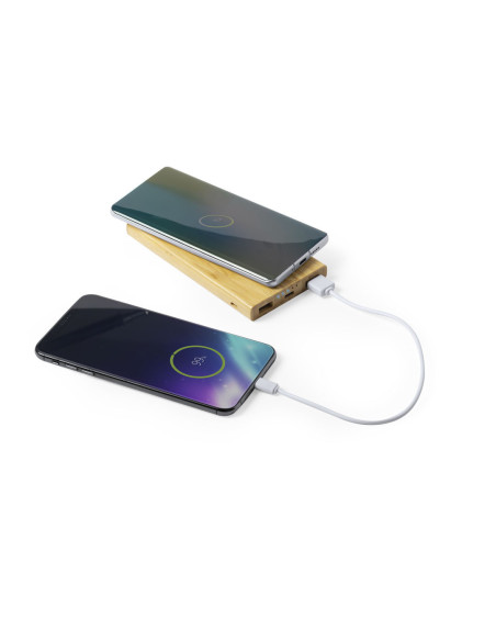 Power bank ECO personalizado en Bambú 6000 mAh, inalámbrico.