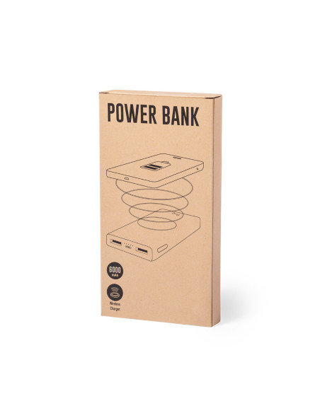 Power bank ECO personalizado en Bambú 6000 mAh, inalámbrico.