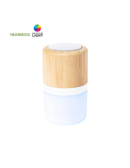 Altavoz ECO personalizado Bluetooth® 5.0, 3W, bambú, LED.