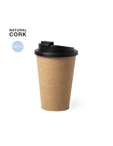 Vaso térmico ECO para publicidad, 350ml en corcho natural, tapa PP.