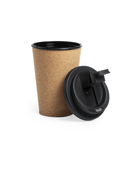 Vaso térmico ECO para publicidad, 350ml en corcho natural, tapa PP.