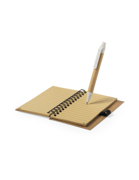 Libreta para personalizar ecológica y bolígrafo. Corcho y cartón