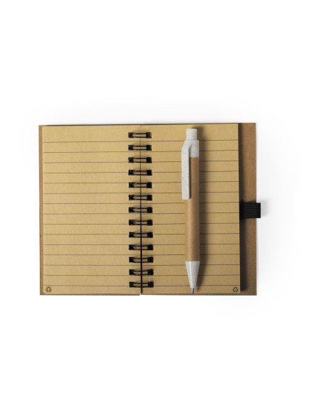 Libreta para personalizar ecológica y bolígrafo. Corcho y cartón