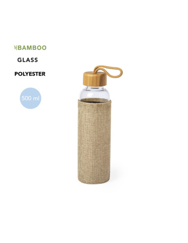 Bidón Personalizado ECO 500ml. Bambú y Cristal.