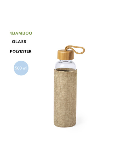 Bidón Personalizado ECO 500ml. Bambú y Cristal.