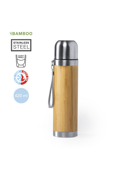 Termo Personalizado ECO 420ml Bambú y Acero Inox