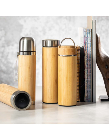 Termo Personalizado ECO 420ml Bambú y Acero Inox