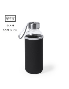 Botella personalizada de cristal de 420ml funda de neopreno 2