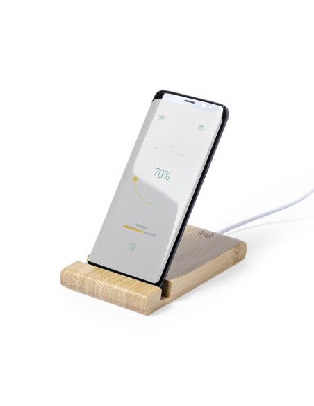 Cargador inalámbrico para personalizar ECO 5W, soporte, Bambú.