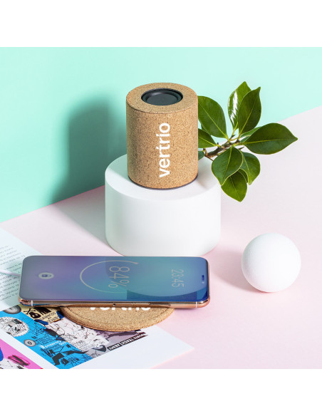 Altavoz personalizado Bluetooth® 5.0, corcho, 3W.