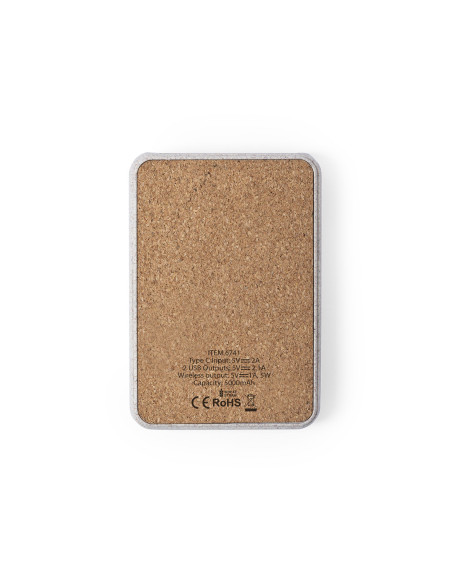 Power bank ECO personalizado en Corcho, 5000 mAh.