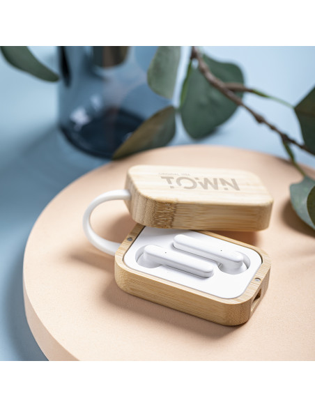 Auriculares Personalizados ECO en Bambú Bluetooth 5.0.