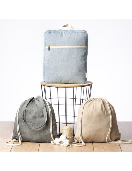 Bolsa mochila Personalizable de cuerdas ECO, Algodón reciclado140g/m2