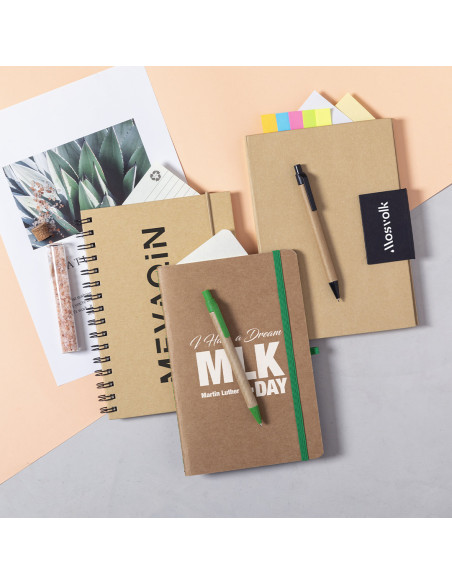 Libreta Ecológica Personalizada de Cartón reciclado con Bolígrafo