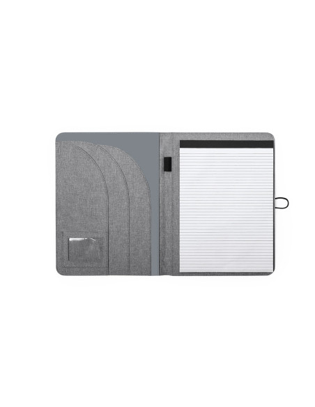 Carpeta A4 ECO personalizada en RPET con bloc y cierre elástico.