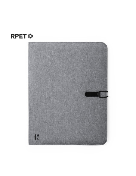 Carpeta A4 ECO personalizada en RPET con bloc y cierre elástico.