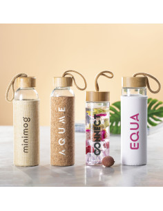 Botella Personalizada ECO 500ml, Cristal y Bambú 2