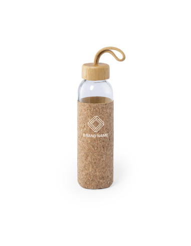 Botella Personalizada ECO 500ml, Cristal y Bambú