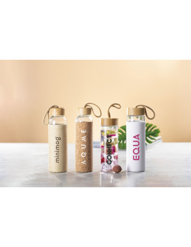 Botella Personalizada ECO 500ml, Cristal y Bambú