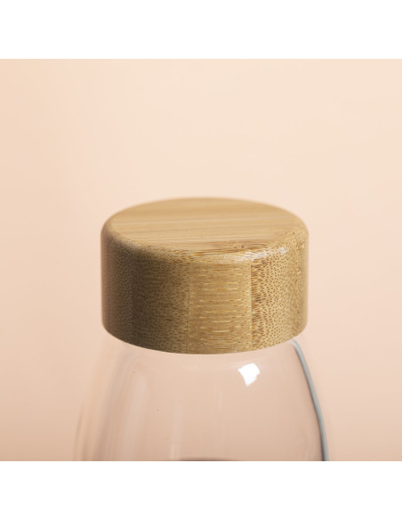 Botella ECO Personalizable 540ml de Cristal y tapón Bambú