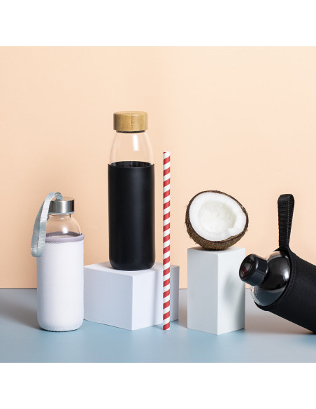 Botella ECO Personalizable 540ml de Cristal y tapón Bambú