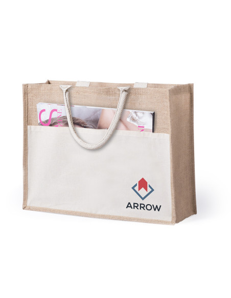 Bolsa Personalizable Yute con bolsillo frontal en Algodón