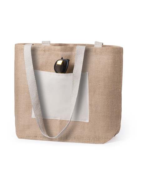 Bolsa de Playa Personalizada de Yute y bolsillo frontal Algodón