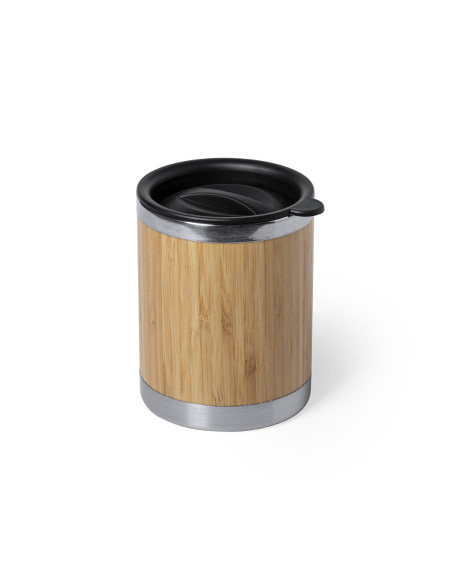 Vaso Termo en Bambú y Acero Inox personalizado de 300ml, doble pared.