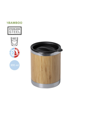 Vaso Termo en Bambú y Acero Inox personalizado...
