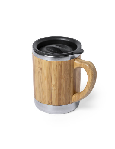 Taza Publicitaria de 300 ml, Bambú y Acero...