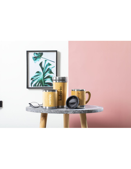 Taza Publicitaria de 300 ml, Bambú y Acero Inoxidable