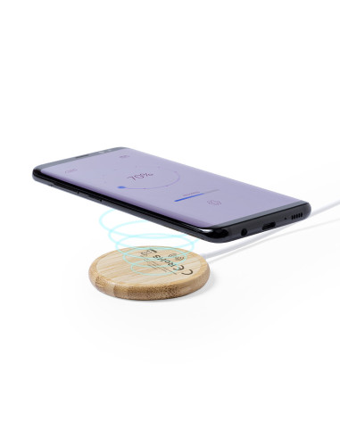 Cargador personalizado 10W, magnético, bambú, eco.