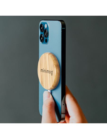 Cargador personalizado 10W, magnético, bambú, eco.