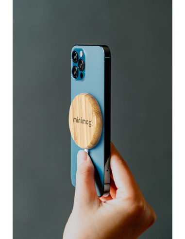 Cargador personalizado 10W, magnético, bambú, eco.