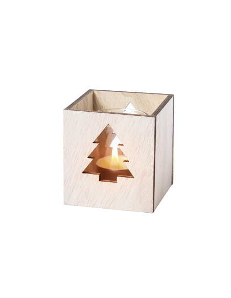 Vela personalizada navideña, vainilla, caja madera.
