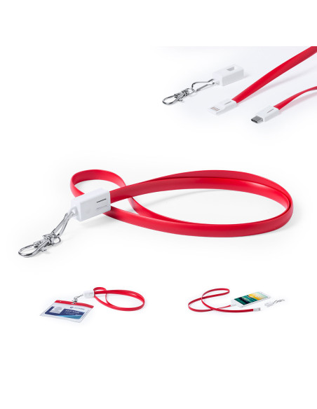 Cable USB personalizado tipo C, mosquetón, extraplano.