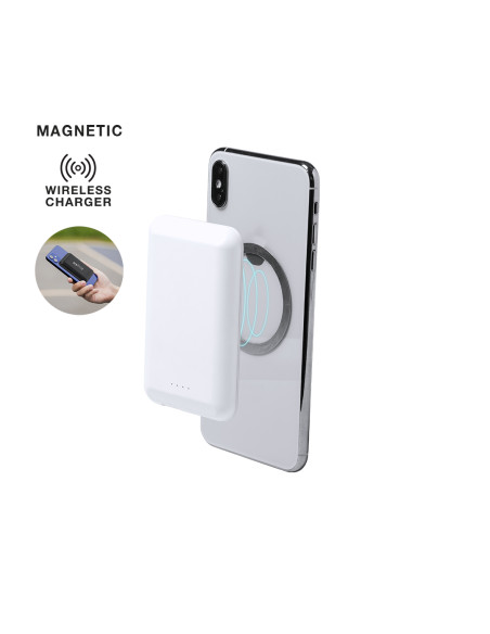 Power bank personalizada 5000 mAh, MagSafe/Qi, inalámbrico.