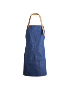 Delantal en denim Personalizado, cintas marrones y... 2