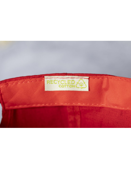 Gorra personalizada ECO, 5 paneles algodón reciclado y poliéster.