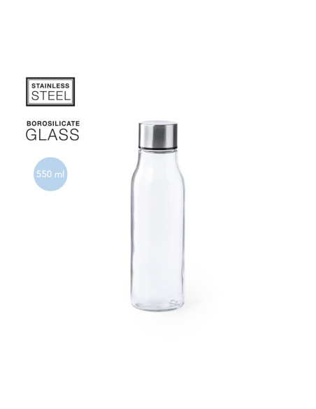 Botella de Agua Personalizada 550ml Cristal de Borosilicato