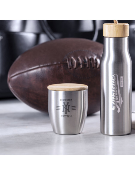 Vaso Termo ECO en Acero Inox  y tapa Bambú personalizable, 280ml.